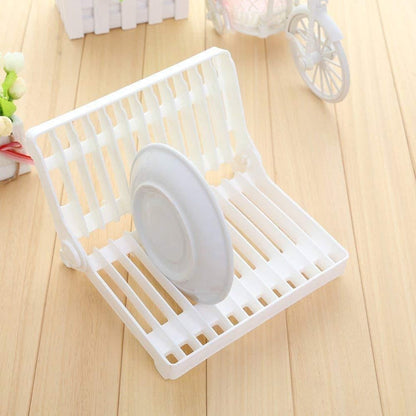 Folding Plastic Kitchen Dish Rack Stand for Kitchen Dinner Plate Holder, Multi Color- 1 Piece